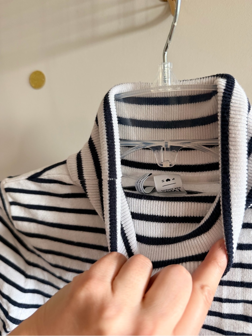 Twik by Simons Striped Cropped Turtleneck Size Small – Black & White Long Sleeve - Picture 6 of 9